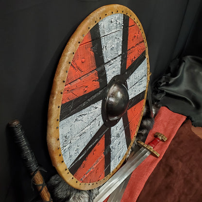 Flared Nordic Cross on Red Shield
