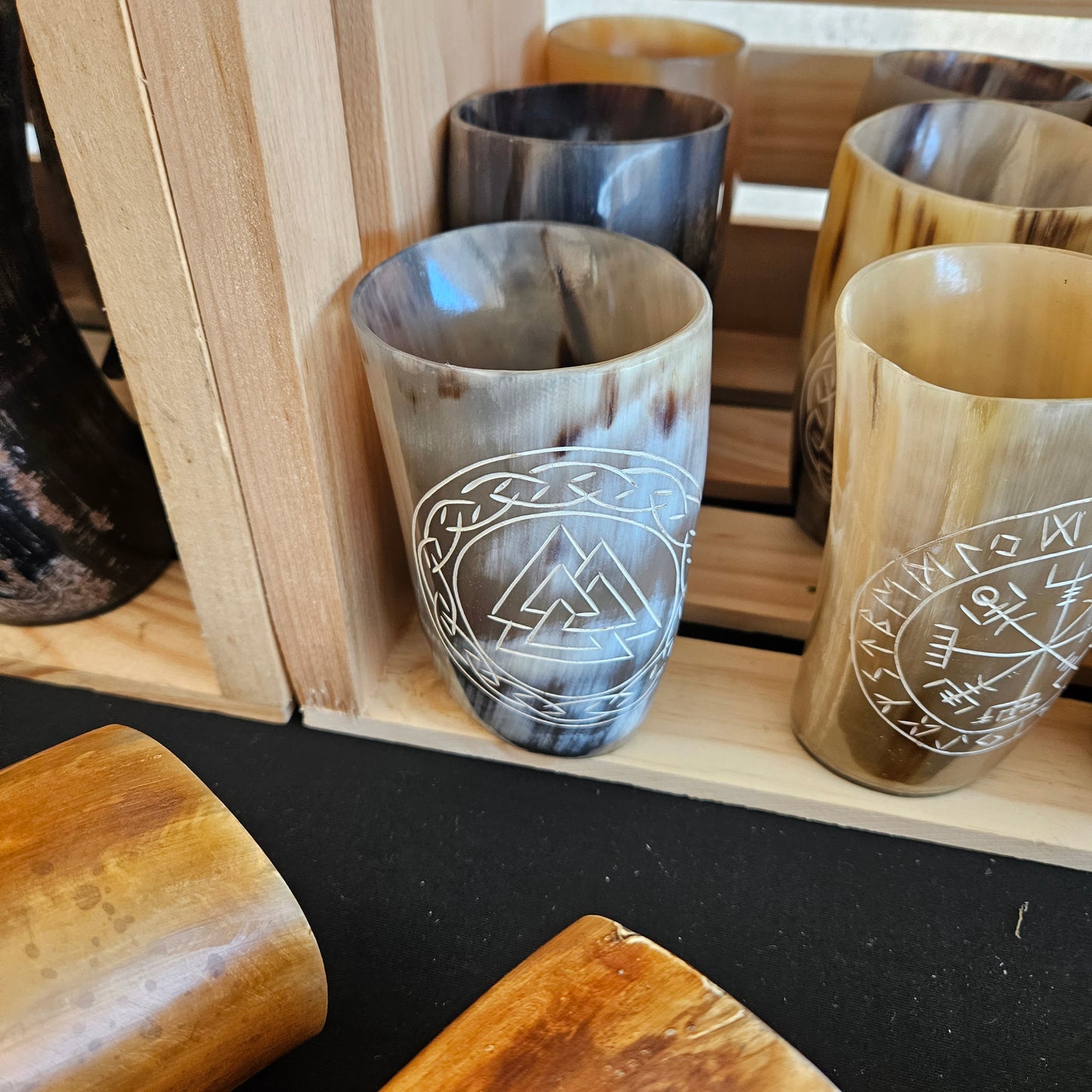 Drinking Horn Cup with Valknut Engraving