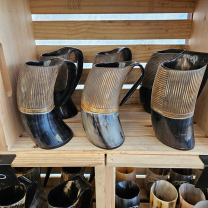 Drinking Horn Mug with Line Engraving