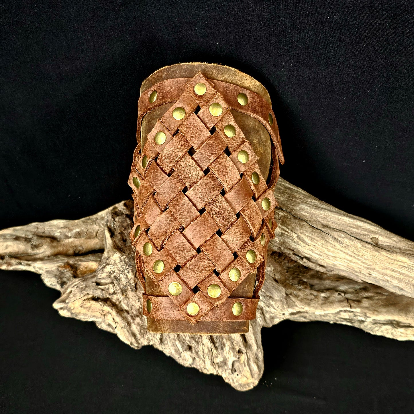 Leather Basket Woven Wrist Cuff