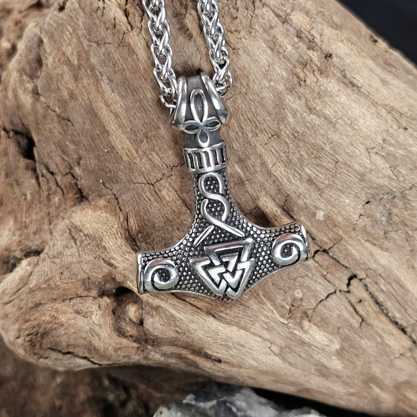 Mjolnir with Celtic Cross and Valknut Necklace