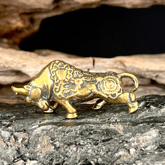 Small Decorated Brass Bull