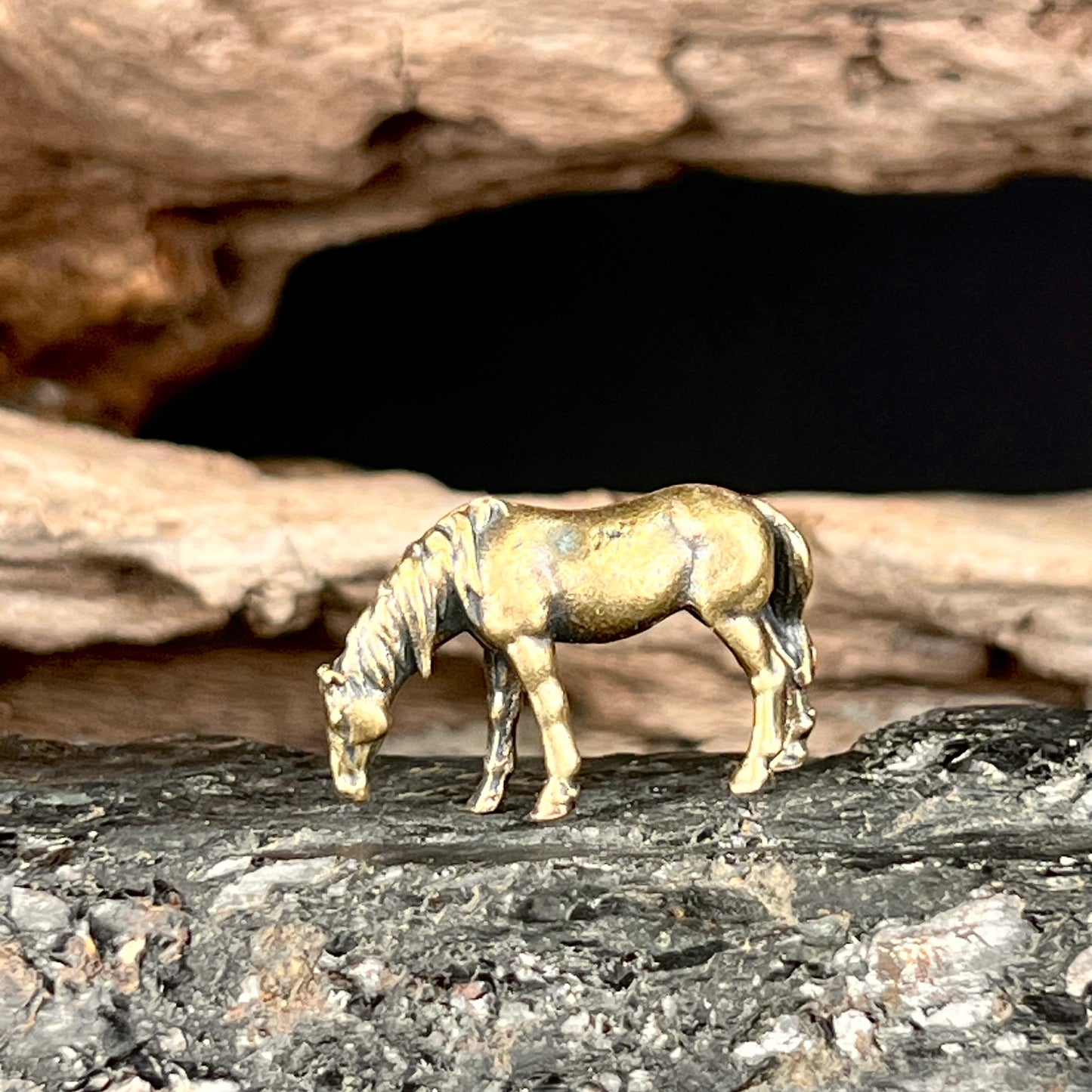 Small Brass Grazing Horse